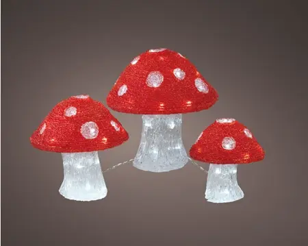 LED mushroom acrylic mushroom o/d red/cool w H.32.5cm - image 1