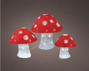 LED mushroom acrylic mushroom o/d red/cool w H.32.5cm - image 1