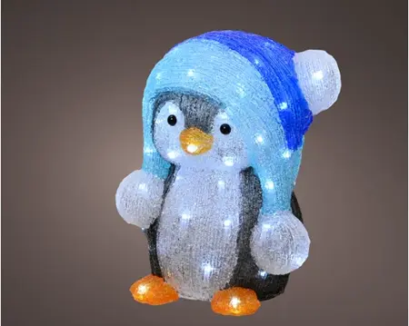 LED penguin acrylic penguin o/d blue/cool w H.33cm - image 1