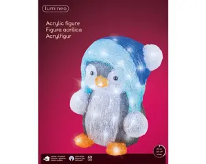 LED penguin acrylic penguin o/d blue/cool w H.33cm - image 2