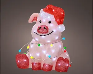 LED pig acrylic pig o/d pink/cool w H.41cm - image 1