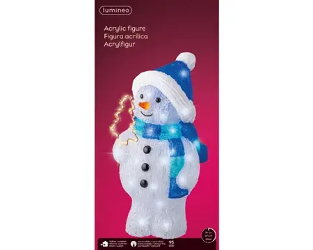 LED snowman acrylic o/d white/cool w/ w/w H.43.2cm - image 2