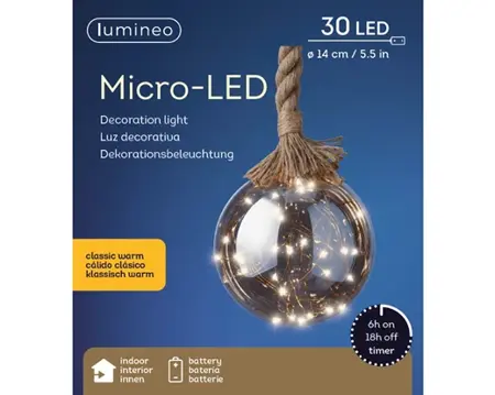 Micro LED ball BO smokey/cl warm 14cm - image 3