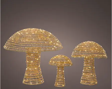 Micro LED mushroom wicker o/d natural/ w/w H.45cm